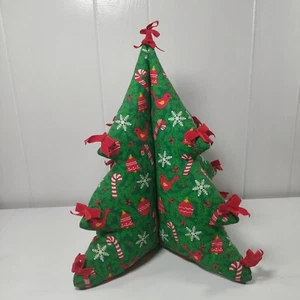 Vintage Handmade Fabric Christmas Tree Plush Pillow Style - Picture 1 of 5