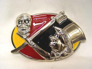 Gürtelschnalle Metall Totenkopf mit Schwerte, emailliert, #04 - Bild 1 von 2