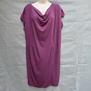 Vestido Vaina Eileen Fisher Púrpura Cuello Capucha Manga Corta Talla M Versátil - Imagen 1 de 5