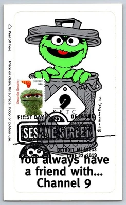 #5394g Sesame Street Oscar the Grouch FDC Maxi Card w/Pictorial Cancel on Decal - Image 1 of 2