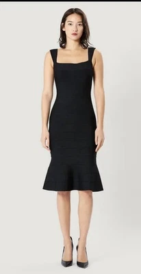 HERVE LEGER - квадратный воротник пеплум платье - размер маленький - Изображение 1 из 4