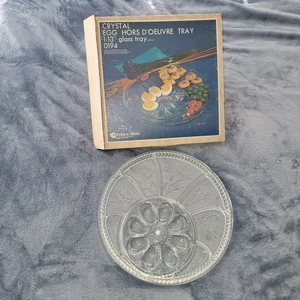Indiana Crystal Egg Hors D'oeuvre Tray 13" W/box - Picture 1 of 7