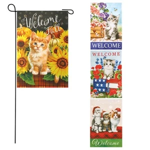 Interchangeable Seasonal Cat Garden Flags - Set of 4 - Picture 1 of 2