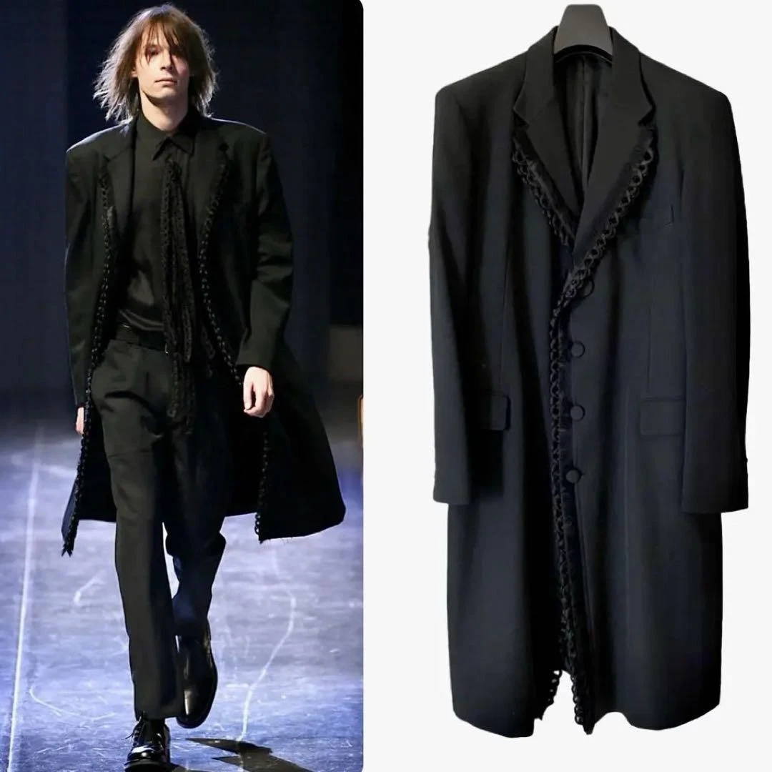 Yohji Yamamoto Pour Homme 06AW Silk Fringe Chester Coat Size 2