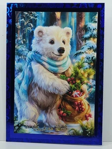 Hecho a mano, tarjeta de Navidad oso oso polar bosque de invierno - Imagen 1 de 1