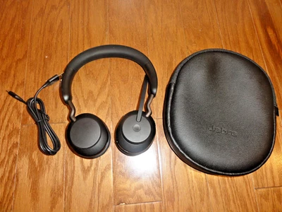 Jabra Evolve2 65 Wireless Stereo Headset HSC110W Black w/ Dongle, Bag & Cable - Image 1 of 4