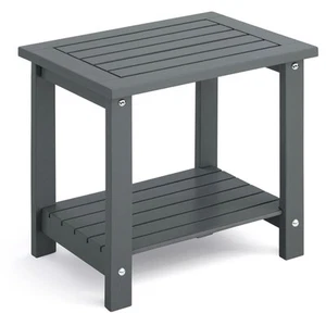 2-Tier Outdoor Side Table, Weather-Resistant End Table with Storage Shelf, Wo... - Picture 1 of 8