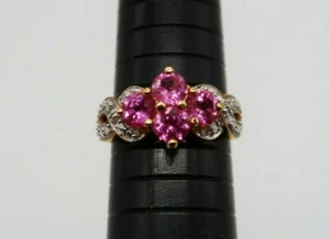 Vintage 925 sterling silver two tone pink rhinestone braided look cocktail ring - Picture 1 of 7