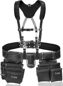 FUERI Leder Werkzeug Gürtel Hosenträger Set für Herren Schwerlast Bau Zimmermann - Bild 1 von 7