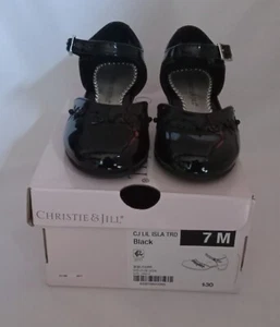 Christie And Jill Girls Dressy Black Patent Leather Shoes Size 7M - Picture 1 of 7