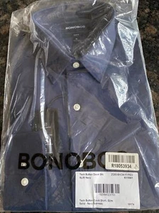 Bonobos Tech ButtonDown long Slv Dress Shirt Navy-Mxreg Med. Slim Fit New V574- - Picture 1 of 7
