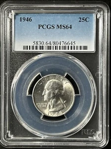 1946 25C Washington Quarter Dollar PCGS MS64 80476645 - Bild 1 von 2