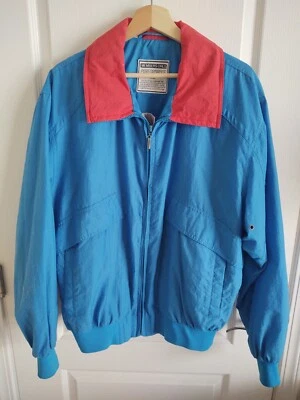 Chaqueta vintage solo para miembros con capucha L rojo azul cortavientos Foto 1 de 4