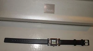 MISAKI watch Stainless Steel case genuine crystals black leather band new - Picture 1 of 3