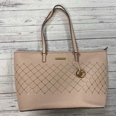 Michael Kors 38H7XV1T3L VIOLET Optic Pink Saffiano Leather Tote Carryall Bag* - Image 1 of 4