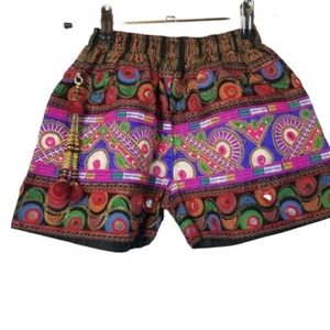 ethnic embellished india pakastan tassel mirrored boho shorts - Picture 1 of 7