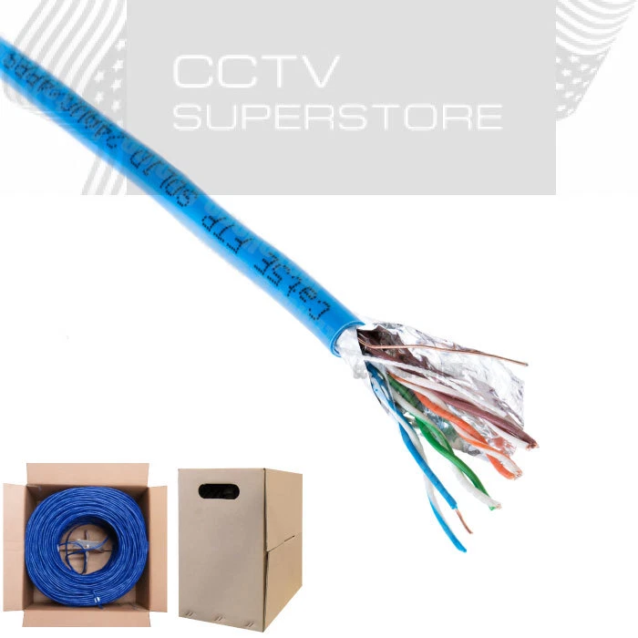 Cat5e Cat5 FTP 1000ft Shielded Solid Bulk Cable Ethernet Lan Network Blue Wire - Image 1 of 1
