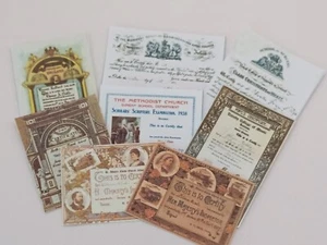 Casa de muñecas escala 1:12 certificados miniatura x 8 - Imagen 1 de 9