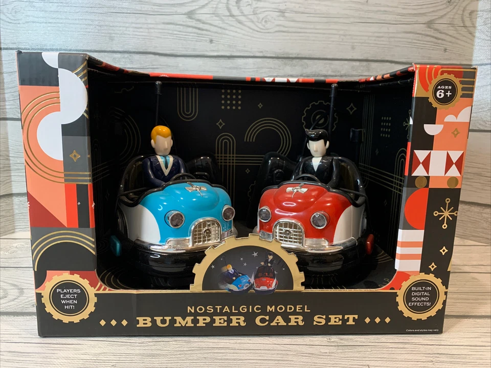 FAO Schwarz Nostalgic Model Bumper Car Set 2 Remote Controls Cars 6 Red Blu