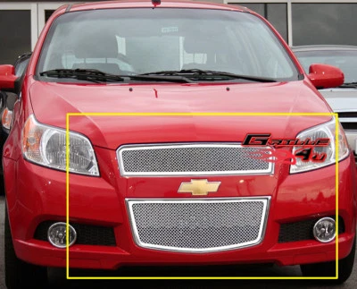 Combo de inserción de rejilla de malla cromada inoxidable para Chevy Aveo Hatchback 2009-2011 Foto 1 de 2