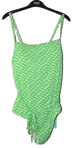 LADIES M&S SQUARE NECK SWIMSUIT NON WIRED SOFT REMOVABLE CUPS LIME SIZE 22 - NEW - Picture 1 of 7