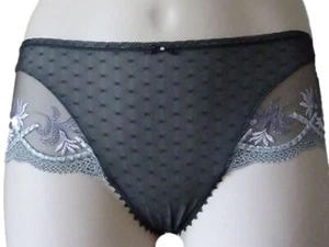 Fantasie Pewter Grey Briefs UK 10 Knickers Pants Sheer mesh & lace Sexy panties - Picture 1 of 2