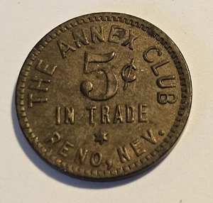 The Annex Club Reno, NV Brass Good For Token #1377 - Picture 1 of 2