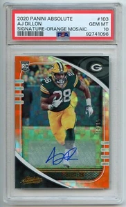 AJ Dillon Rookie 2020 Panini Absolute #103 Signature - Orange Mosaic /35 PSA 10 - Bild 1 von 2