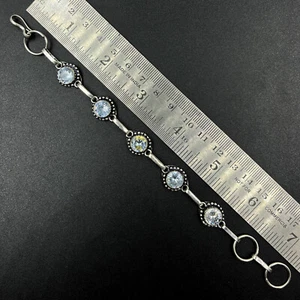 Bracciale gioiello in argento sterling 925 con pietre preziose topazio bianco... - Foto 1 di 4