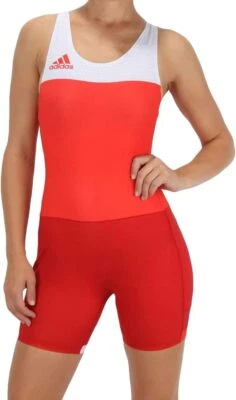 Adidas TECH FALL Da donna Tuta Lotta Womens Wrestling Suit Rosso AP5658 - Immagine 1 di 4