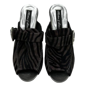 HELLE COMFORT BRAUN SCHWARZ ZEBRA PRINT MODE WELLNESS PANTOLETTEN GRÖSSE 6,5 - Bild 1 von 6