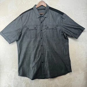 Sean John Men Size 3XL Gray Pinpoint Cotton Short Sleeve Casual Shirt - Picture 1 of 14