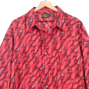 Vintage Monzini Collection Shirt Mens XXL Red Adstract LIGHTWEIGHT Poly USA Made - Picture 1 of 8