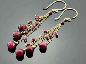 Long Ruby Cascade 14K Gold Filled Earrings Gift - Picture 1 of 7