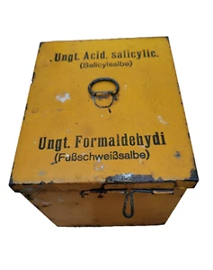 German Wehrmacht UNGT. ACID.SALICYLIC (Salicylic) Medical Yellow Tin For Lazaret - Picture 1 of 12