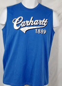 Carhartt Tank Top T Shirt Medium 10-12 Kids Blue Sleeveless Muscle Logo Cotton - Picture 1 of 10
