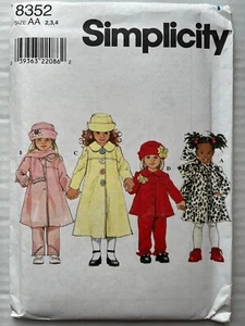 Pattern Simplicity 8352, child’s coat, jacket, pants, hat, scarf Sz 2-4 - Picture 1 of 2