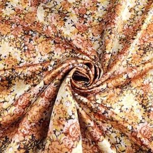 1yard X 1.48meter Floral Satin Fabric Shirt Sleepgown Scarf Material Charmeuse - Picture 1 of 11