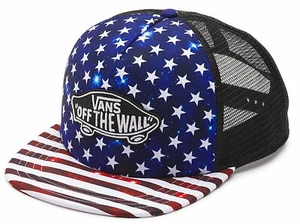Vans Off The Wall Men's Surf Patch Trucker Hat Cap - Americana Stars & Stripes - Picture 1 of 3