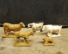 Lot of 5 Antique Vintage Rubber Cow Toys Auburn Sun Ray Farm Toy Cows Calf Dog