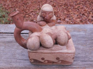 A Peruvian pre-Columbian Chimu Huaco Moche Ceramic 1960's Reproduction Sleep am - Picture 1 of 12