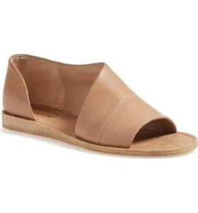 VINCE TABITHA LEATHER HALF D'ORSAY OPEN TOE FLAT BROWN SIZE US 5M/EU 35 $250 - Picture 1 of 12