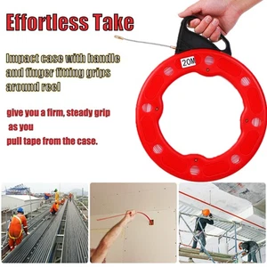 (20M)20M Fiberglass Fish Tape Reel Puller Conductive Electrical Cable TDW - Picture 1 of 8
