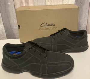 Clarks Mens Black Bradley Walk Oxford Casual Shoes New with Box Size 7 - Picture 1 of 6