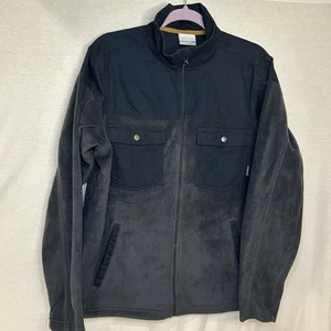 Columbia Fleece Jacket Men Size Medium Steen Mountain Novelty Stretch Grey/Black - Picture 1 of 7