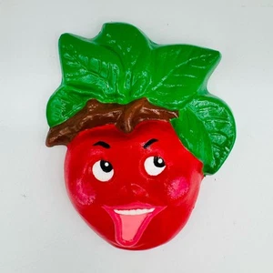 Anthropomorphic Chalkware Fruit Apple Wall Plaques Vintage Style - Picture 1 of 3