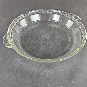 Vintage PYREX #229 10” Clear Glass Pie Baking Dish Fluted w/ Handles 33 - Picture 1 of 9