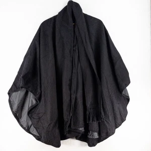 Simply Natural 100% Alpaca Talla Única Perú Mantón Negro Envoltura Poncho Botones Bufanda - Imagen 1 de 9