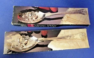Verziertes versilbertes Salat Servier Set Löffel & Gabel 8,5" EG - Bild 1 von 11