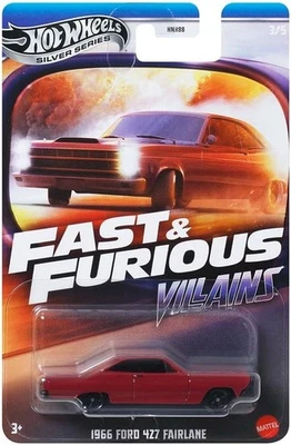 FAST FURIOUS Villains Modello Auto 1966 FORD FAIRLANE 1:64 8cm Hot Wheels JBY36 - Immagine 1 di 2